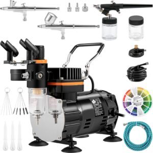 Airbrush Ensemble, Expert Airbrush Kit with Compressor, Multi-Use Dual-Action Gravity Feed Airbrush System for Art, Nails, Cookies, Tattoos