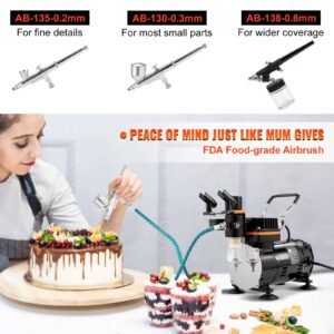 airbrush ensemble, expert airbrush kit with compressor, multi use dual action gravity feed airbrush system for art, nails, cookies, tattoos
