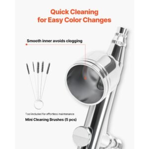 airbrush kit, 1/6 hp, air brush kit with air compressor, 1 dual action professional airbrush with 3 tips, hose, acrylic paint, brush, low noise, for cake decorating, model painting, nail art