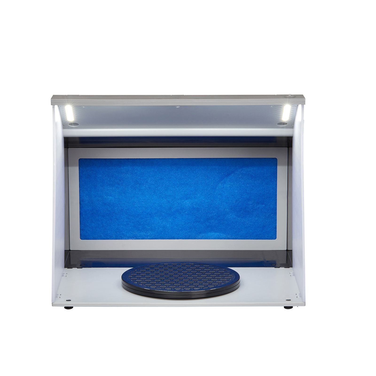 airbrush spray booth, portable hobby airbrush paint spray booth kit with 4 led light, powerful dual exhaust fans, turntable and 6 ft extension hose, for painting models, arts, crafts, cakes