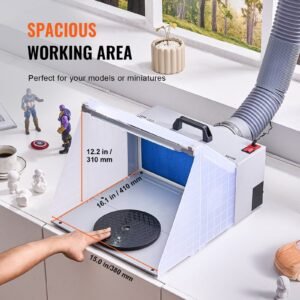 airbrush spray booth, portable hobby airbrush paint spray booth kit with led lights, exhaust fan and exhaust extension hose, airbrush paint booth for painting models, arts, crafts, cakes