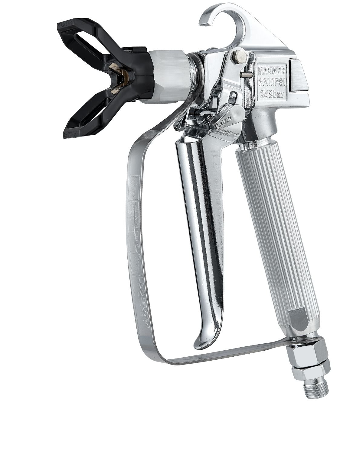 airless paint spray gun, 3600psi high pressure airless paint sprayer gun with 5 tips, 211, 315, 417, 517, 623, swivel joint airless spray gun kit with filters, cleaning needle and brush