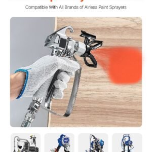 airless paint spray gun, 3600psi high pressure airless paint sprayer gun with 517 tip, swivel joint airless spray gun kit with filters, cleaning needle and brush, for airless spraying machine
