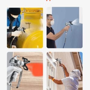 airless paint spray gun, 3600psi high pressure airless paint sprayer gun with 517 tip, swivel joint airless spray gun kit with filters, cleaning needle and brush, for airless spraying machine
