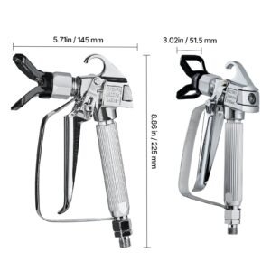 airless paint spray gun and hose kit, 3600psi high pressure paint sprayer hose set with 5 tips, 211, 315, 417, 517, 623, swivel joint airless spray gun kit with filters, hose and extension rods