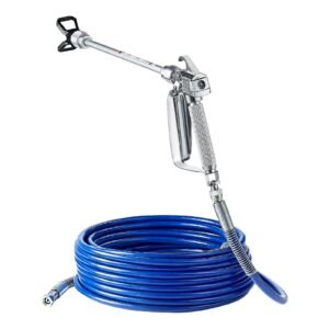 airless paint spray gun and hose kit, 3600psi high pressure paint sprayer hose set with 5 tips, 211, 315, 417, 517, 623, swivel joint airless spray gun kit with filters, hose and extension rods