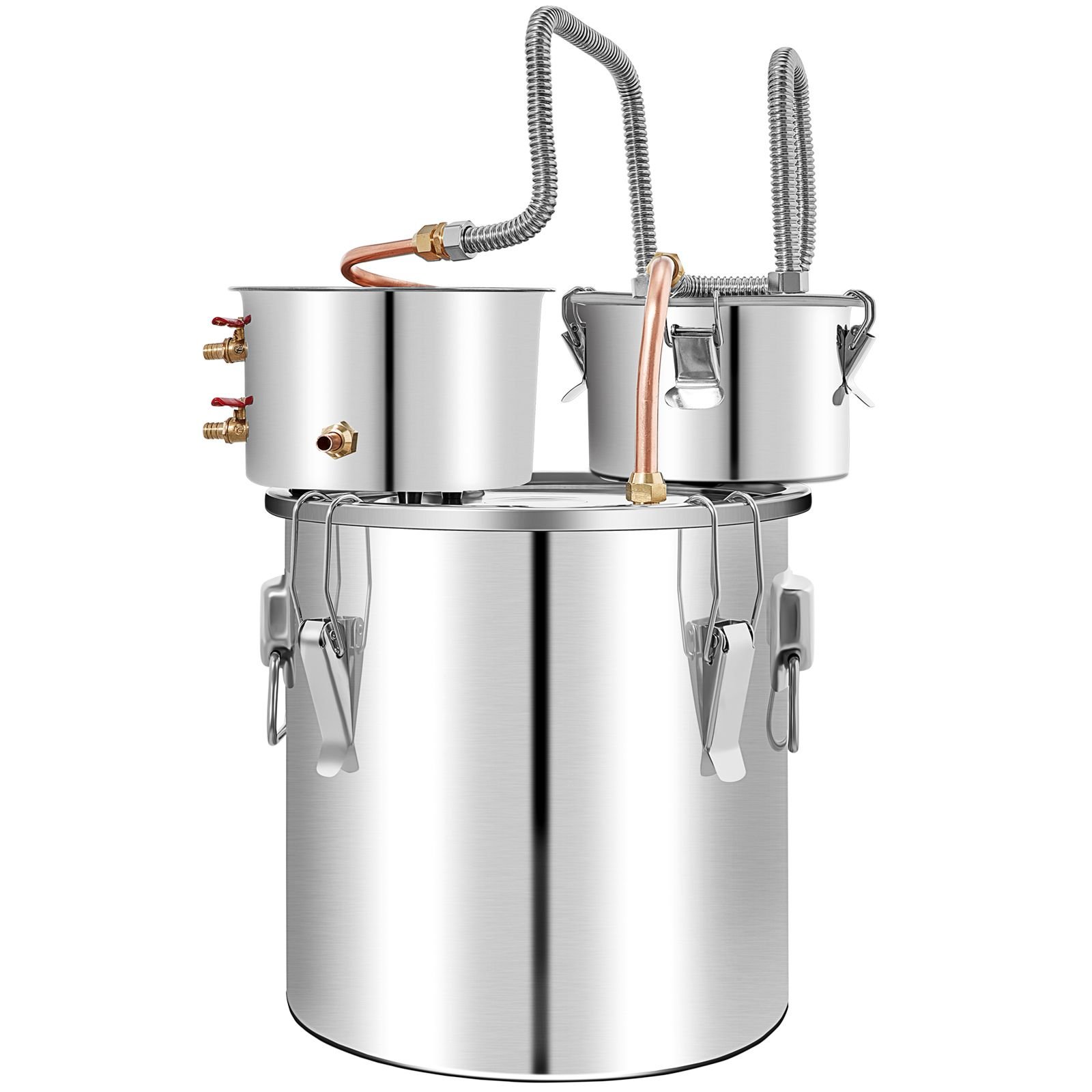 alcohol still, 13.2gal / 50l stainless steel water alcohol distiller copper tube home brewing kit build in thermometer for diy whisky wine brandy, silver