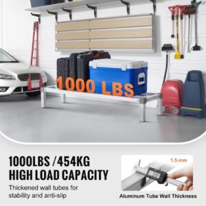aluminum dunnage rack, 48' x 14' commercial food floor rack, 8' off the floor, 1000 lbs capacity all welded aluminum storage rack, for storage in restaurants, kitchens, garages and vehicles