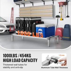 aluminum dunnage rack, 48' x 20' commercial food floor rack, 8' off the floor, 1000 lbs capacity all welded aluminum storage rack, for storage in restaurants, kitchens, garages and vehicles