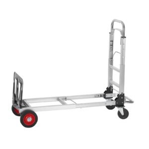 Aluminum Folding Hand Truck, 2 in 1 Design 400 lbs Capacity, Heavy Duty Industrial Collapsible cart, Dolly Cart with Rubber Wheels for Transport and Moving in Warehouse, Supermarket, Garden