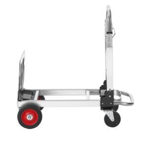 aluminum folding hand truck, 2 in 1 design 400 lbs capacity, heavy duty industrial collapsible cart, dolly cart with rubber wheels for transport and moving in warehouse, supermarket, garden