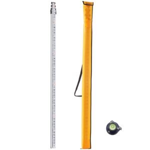 Aluminum Grade Rod, 16-Feet/8ths 4 Sections Telescopic Measuring Rod,Double-Sided Scale 1/8in Leveling Rod Stick,Aluminum Alloy Survey Rod with Bubble Level &Carrying Bag for Houses,Walls,Floors