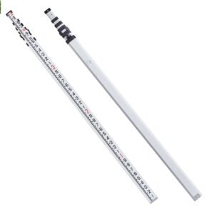aluminum grade rod, 20 feet/10ths 6 sections telescopic measuring rod,double sided scale 1/10ft leveling rod stick, aluminum alloy survey rod w/ bubble level &carrying bag for houses,walls,floor