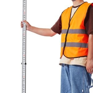 aluminum grade rod, 20 feet/10ths 6 sections telescopic measuring rod,double sided scale 1/10ft leveling rod stick, aluminum alloy survey rod w/ bubble level &carrying bag for houses,walls,floor