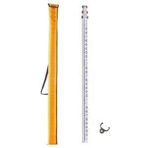 aluminum grade rod, 9 feet/10ths 3 sections telescopic measuring rod,double sided scale 1/10ft leveling rod stick,aluminum alloy survey rod with bubble level&carrying bag for houses,walls,floors