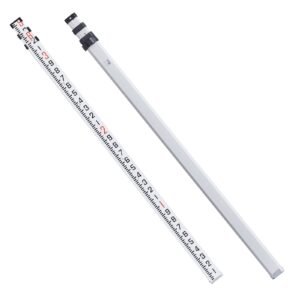aluminum grade rod, 9 feet/10ths 3 sections telescopic measuring rod,double sided scale 1/10ft leveling rod stick,aluminum alloy survey rod with bubble level&carrying bag for houses,walls,floors
