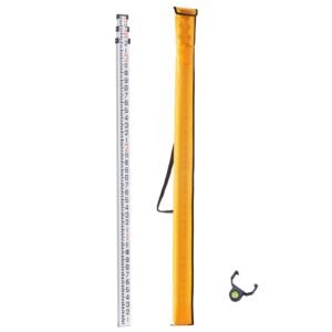 Aluminum Grade Rod, 9-Feet/8ths 3 Sections Telescopic Measuring Rod, Double-Sided Scale 1/8in Leveling Rod Stick,Aluminum Alloy Survey Rod with Bubble Level &Carrying Bag for Houses,Walls,Floors