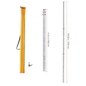 aluminum grade rod, 9 feet/8ths 3 sections telescopic measuring rod, double sided scale 1/8in leveling rod stick,aluminum alloy survey rod with bubble level &carrying bag for houses,walls,floors