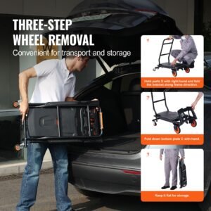 aluminum hand truck, 2 in 1, 300 lbs load capacity, heavy duty industrial convertible folding hand truck and dolly, utility cart converts from hand truck to platform cart with rubber wheels
