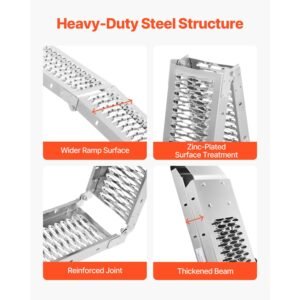 aluminum ramps, 1000 lbs, 2pcs heavy duty ramps with wider ramp surface, universal stable loading ramp with handles, fit for atv, utv, motorcycle, electric bicycle, etc.