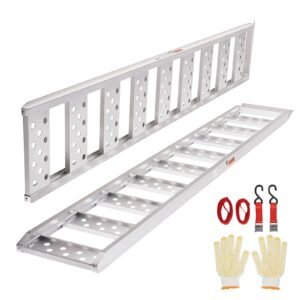 Aluminum Ramps, 1250lbs, Straight Ramp with Treads and Load Straps, Portable Loading Ramp for Motorcycles, ATVs, Trucks, Lawn Mower, Dirt Bike, Garden Tractor, 78"L x 12"W, 2Pcs