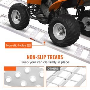 aluminum ramps, 1250lbs, straight ramp with treads and load straps, portable loading ramp for motorcycles, atvs, trucks, lawn mower, dirt bike, garden tractor, 78"l x 12"w, 2pcs