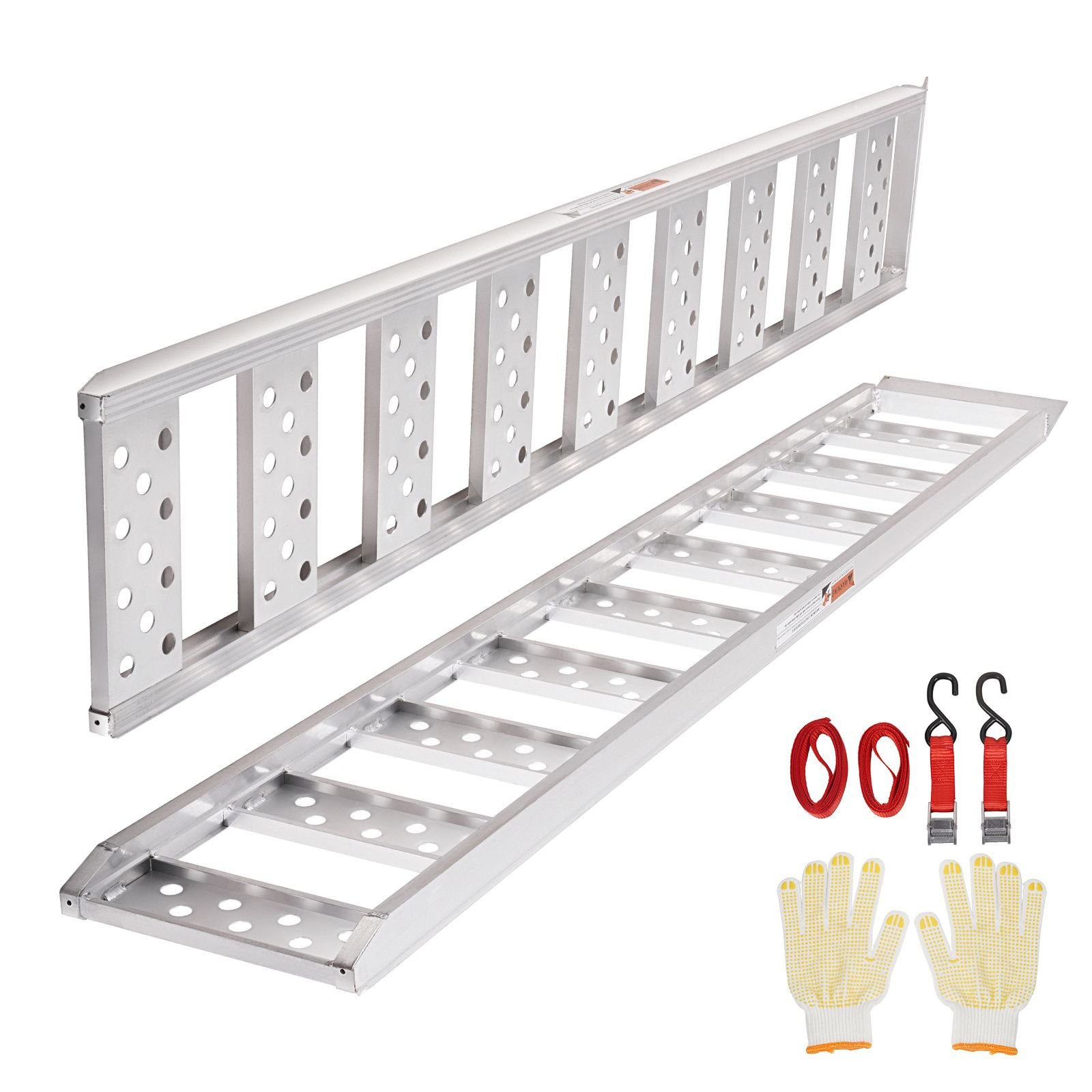 aluminum ramps, 1250lbs, straight ramp with treads and load straps, portable loading ramp for motorcycles, atvs, trucks, lawn mower, dirt bike, garden tractor, 78"l x 12"w, 2pcs