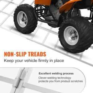 aluminum ramps, 1500 lbs, tri fold ramp with load straps, folding loading ramp for motorcycle, tractor, atv/utv, trucks, lawn mower, snow blower, 77"l x 54"w, 1 pc