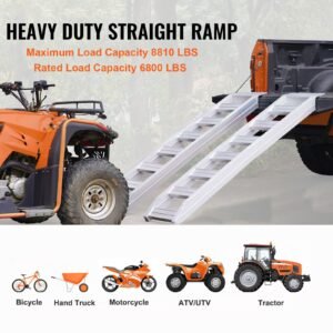 aluminum ramps, 8810 lbs, heavy duty ramps with top hook attaching end, universal loading ramp for motorcycle, tractor, atv/utv, trucks, lawn mower, 72"l x 15"w, 2pcs