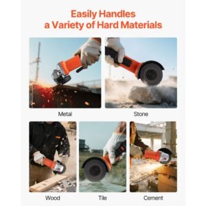 angle grinder, 4 1/2" electric grinder power tool, 8amps 12000rpm high speed corded angle grinders with 230° adjustable dust guard for metal grinding, cutting, rust removal (disc not included)