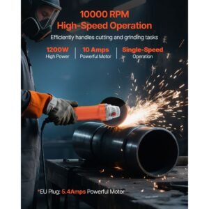 angle grinder, 5" electric grinder power tool, 10amps 10000rpm high speed corded angle grinders with 230° adjustable dust guard for metal grinding, cutting, rust removal (disc not included)