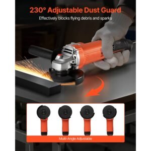 angle grinder, 5" electric grinder power tool, 10amps 10000rpm high speed corded angle grinders with 230° adjustable dust guard for metal grinding, cutting, rust removal (disc not included)