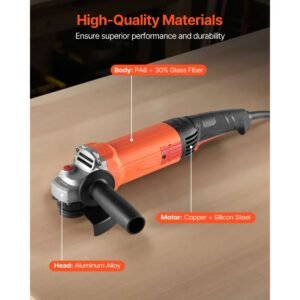 angle grinder, 5" electric grinder power tool, 10amps 10000rpm high speed corded angle grinders with 230° adjustable dust guard for metal grinding, cutting, rust removal (disc not included)