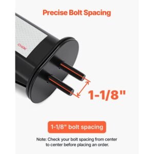 angled spring loaded mud flap hangers, 1 1/8" bolt spacing mudflap hangers for semi trucks, 1 pair heavy duty semi truck mud flap hanger set with reflective strips, black