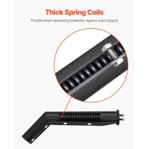 angled spring loaded mud flap hangers, 1 1/8" bolt spacing mudflap hangers for semi trucks, 1 pair heavy duty semi truck mud flap hanger set with reflective strips, black