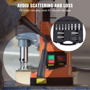 annular cutter set, 13 pcs weldon shank mag drill bits, 7/16" to 1 1/16" cutting diameter, 1" cutting depth, m2al hss, 2 pilot pins, hex wrench and portable case, for using with magnetic drills