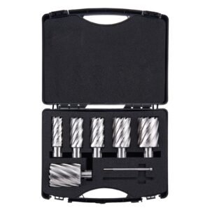 Annular Cutter Set, 6 pcs Universal Shank Mag Drill Bits, 1" to 2" Cutting Diameter, 2" Cutting Depth, M2AL High-Speed Steel, with 2 Pilot Pins and Portable Case, for Using with Magnetic Drills