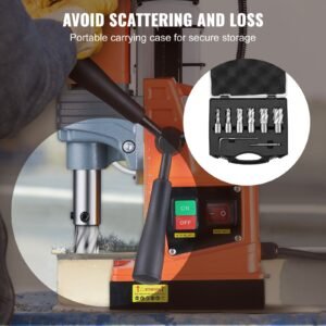 annular cutter set, 6 pcs weldon shank mag drill bits, 1/2" to 1 1/16" cutting diameter, 1" cutting depth, m2al high speed steel, with pilot pin and portable case, for using with magnetic drills