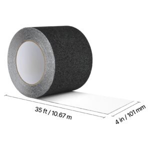 anti slip tape, 35 ft x 4 inch non slip grip tape for stairs steps, 80 grit aluminum oxide high traction non skid stair treads with strong adhesive backing, suitable for indoor & outdoor use