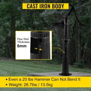 antique hand water pump stand pitcher pump stand cast iron well pump stand with pre set 0.5" holes for easy installation old fashion pitcher hand pump stand for home yard pond garden outdoors b