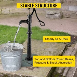 antique hand water pump stand pitcher pump stand cast iron well pump stand with pre set 0.5" holes for easy installation old fashion pitcher hand pump stand for home yard pond garden outdoors b