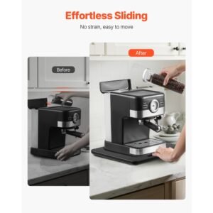 appliance slider, small 10.5 x 13 inch, rolling sliding tray with silent rubber wheels & hollow handle, easy to clean, appliance rolling tray for coffee maker, kitchen countertop, black