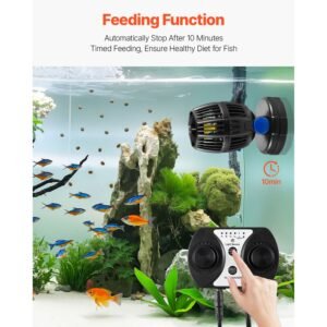 aquarium wave maker, 10w, 1057 gph quiet and strong dc powerhead, adjustable fish tank circulation pump with controller, strong magnetic base, 360° rotating wavemaker, for freshwater saltwater