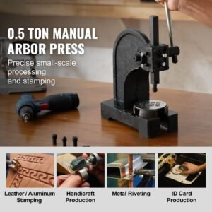 arbor press, 0.5 ton manual arbor press, 4.6" maximum height, cast iron heavy duty manual desktop arbor press, precision hand press for stamping, bending, stretching, forming