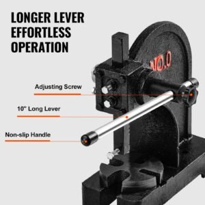 arbor press, 0.5 ton manual arbor press, 4.6" maximum height, cast iron heavy duty manual desktop arbor press, precision hand press for stamping, bending, stretching, forming