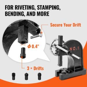 arbor press, 1 ton manual arbor press with handwheel, 5.9" maximum height, cast iron heavy duty manual desktop arbor press, precision hand press for stamping, bending, stretching, forming