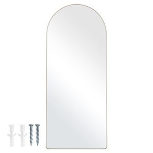 Arched Full Length Mirror, 71'' x 30'', Large Free Standing Leaning Hanging Wall Mounted Floor Mirror with Stand Aluminum Alloy Frame, Full Body Dressing Mirror for Living Room Bedroom, Black