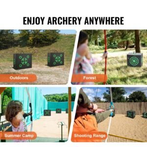 archery target, 16"x18" all side shotting archery arrow target, outdoor portable archery target with carry handle, easy arrow removal, great visibility, lightweight, easy to transport, black