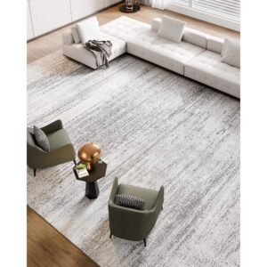 area rug, 10 x 14 ft large washable rug, non slip and tear resistant soft carpet, pet & child friendly modern area rugs, indoor mat for bedroom, office, living room, kids room, entryway, gray