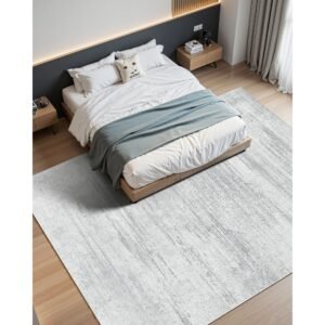 area rug, 10 x 14 ft large washable rug, non slip and tear resistant soft carpet, pet & child friendly modern area rugs, indoor mat for bedroom, office, living room, kids room, entryway, gray